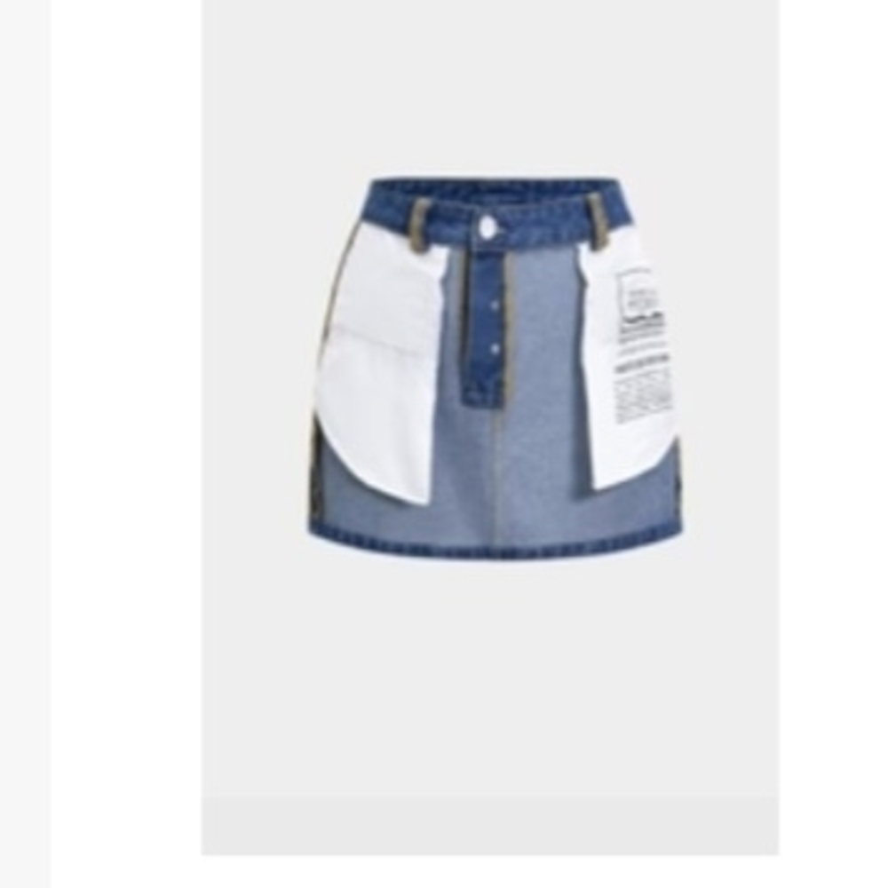 Stylish Denim and White Mini Skir Reversable